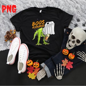 Boo Asaurus Treat Dinosaurs Halloween PNG, Dinosaur PNG Pumpkin Png, T Rex Png, Halloween Skeleton Sublimation Design,Instant Download