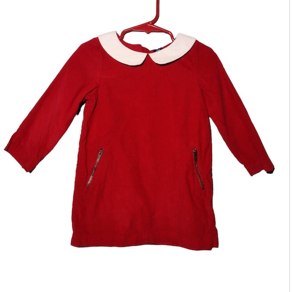 Vintage Baby Gap Toddler Girls Corduroy Dress Size 3T Red Peter