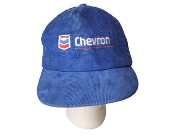 Vintage Chevron Corduroy Snapback Hat Cap Vintage Blue Embroidered Gas USA