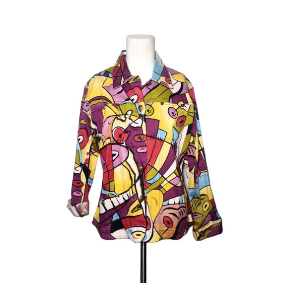 Vintage Mirror Image Abstract Art to Wear Jacket … - image 1