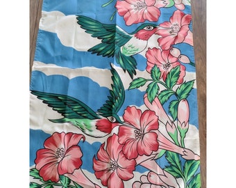 vintage Branded Outdoor Garden Flag Colibri Fleurs tropicales 42 X 28 " Taïwan