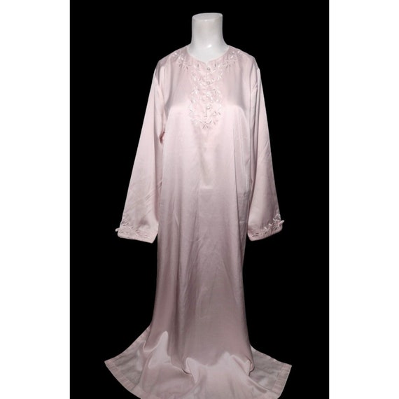 Vtg Talbots Intimates Long Lined Satin Nightgown Sz M Pink