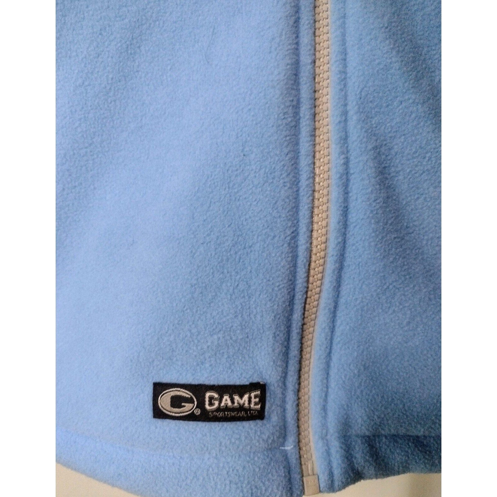 Vintage Game Sportswear Fleece Nylon Vest Size M Full Zip Blue Tan