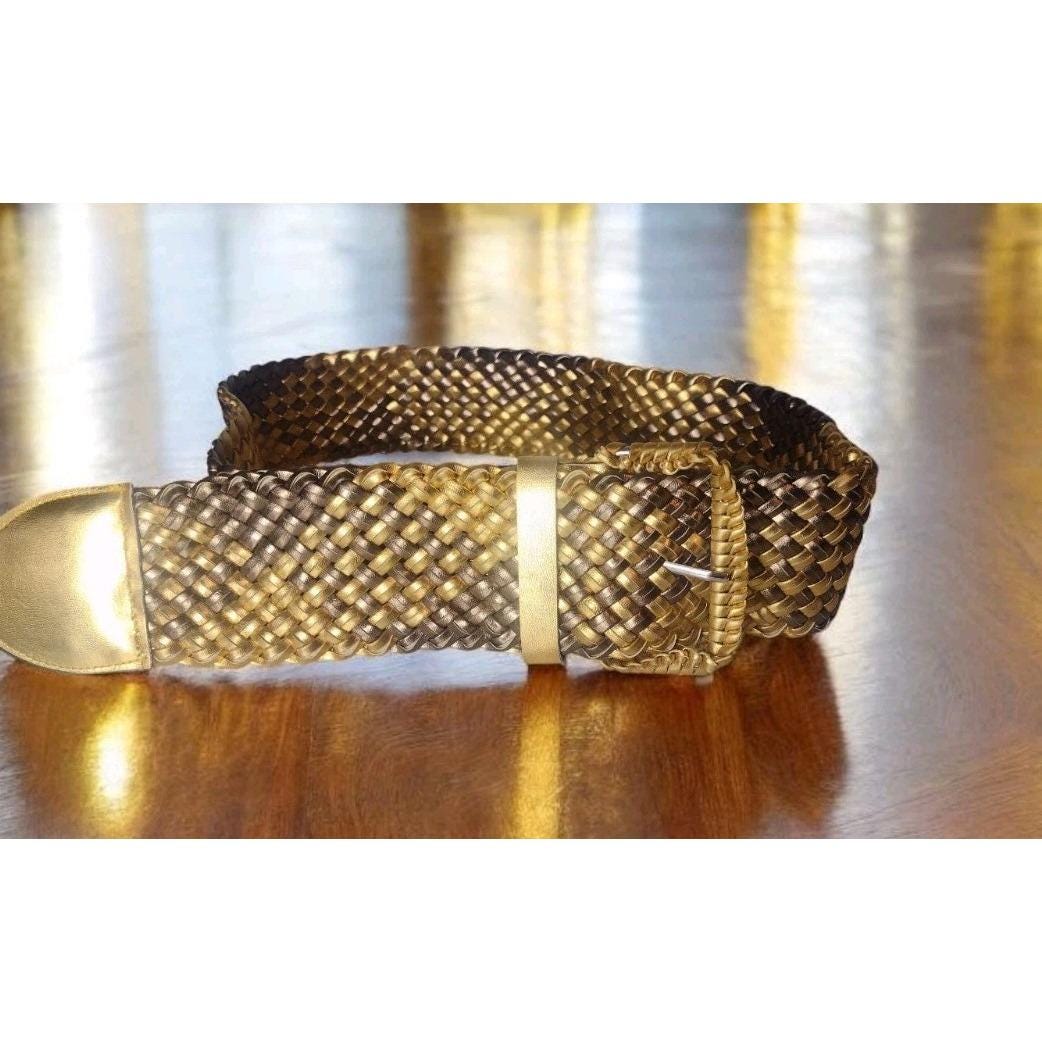 Gold Wide Woven Belt - Etsy display picture 1