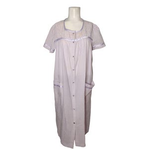 Kmart Pink Gingham Seersucker House Dress Mumu Sz S Vtg Smock Satin Trim -  Etsy