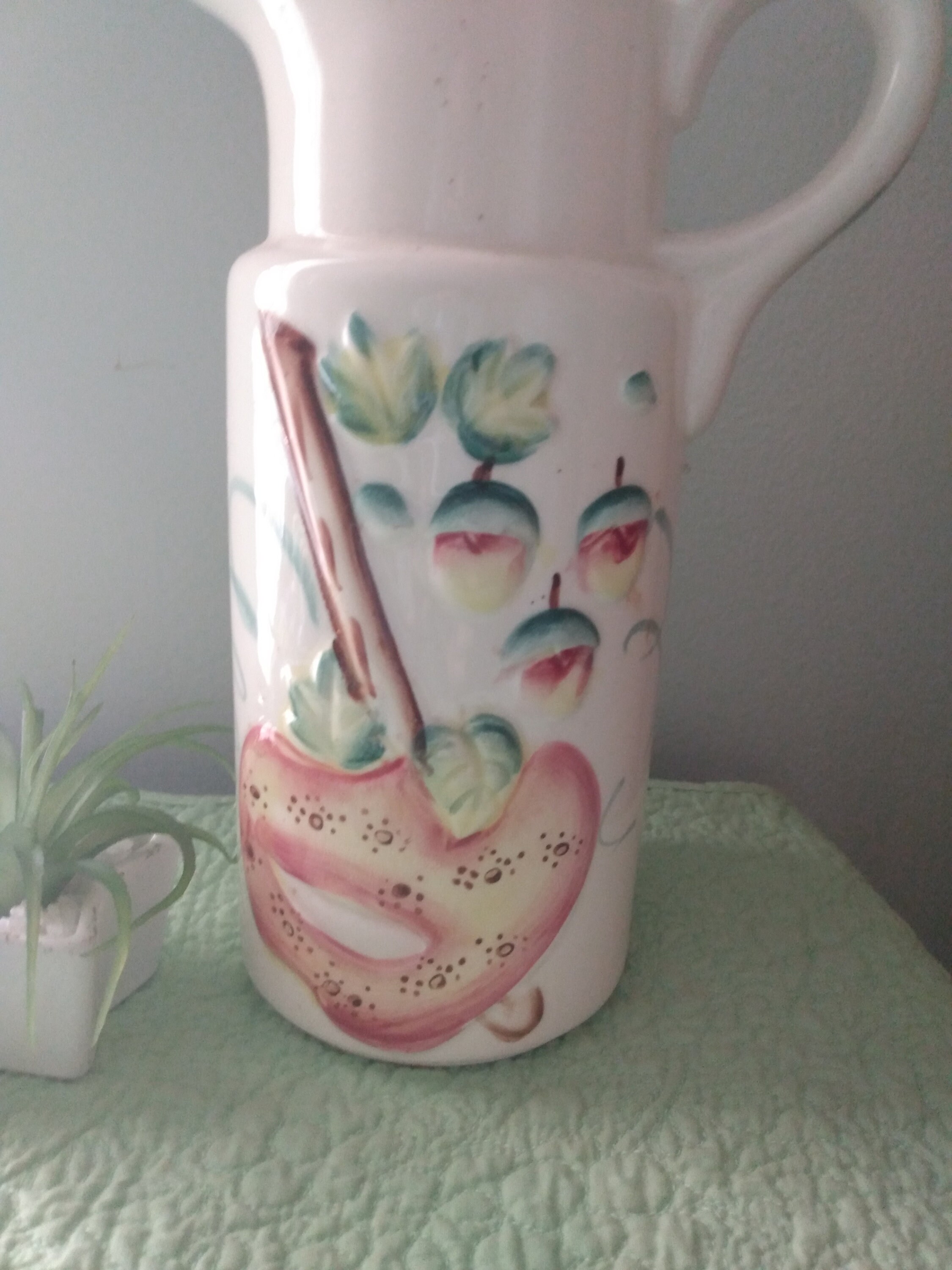 Vintage Japan Ceramic Handpainted Fruit Pitcher Etsy