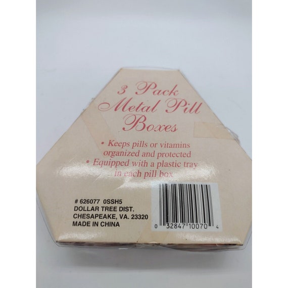 3 Vintage Dollar Tree Victorian Style Tin Pill Boxes … Gem