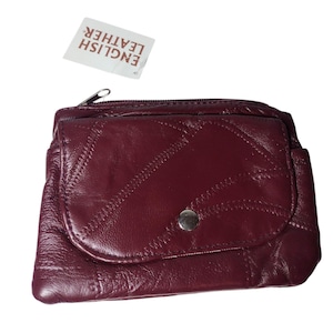 Vintage English Leather Patchwork Wallet Pouch Purse Oxblood NEW