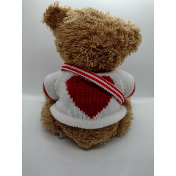 Vintage AGC Stuffed Brown Bear Plush Puppet Heart Sweater Star 