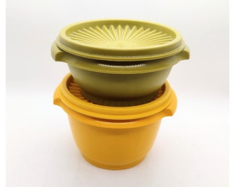 Tupperware Servalier Deckelbehälter Vintage 1323-20 Grün 886-32 Gelb