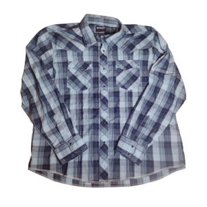 Vintage Wrangler Plaid Snap Shirt Size 2XL Western Workwear Pocket Cowboy
