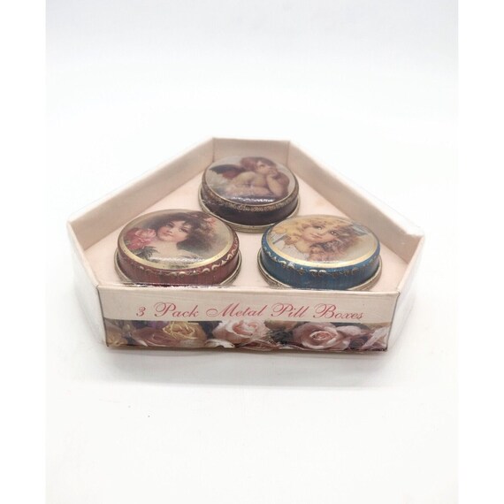 3 Vintage Dollar Tree Victorian Style Tin Pill Boxes … Gem