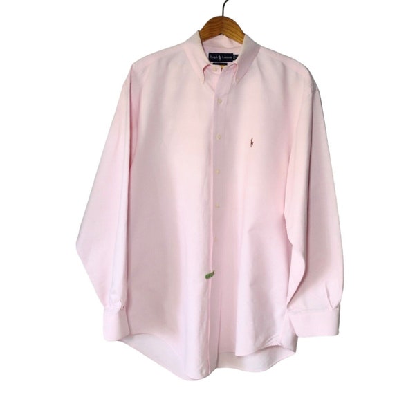 Ralph Lauren Yarmouth Cotton Oxford Shirt Size 17 34/35 Vintage Pink Business