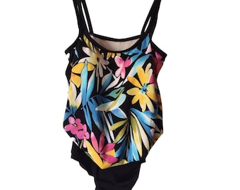 VTG Maxine Of Hollywood Maillot de bain floral une pièce Taille 10 Tropical Beach Multi