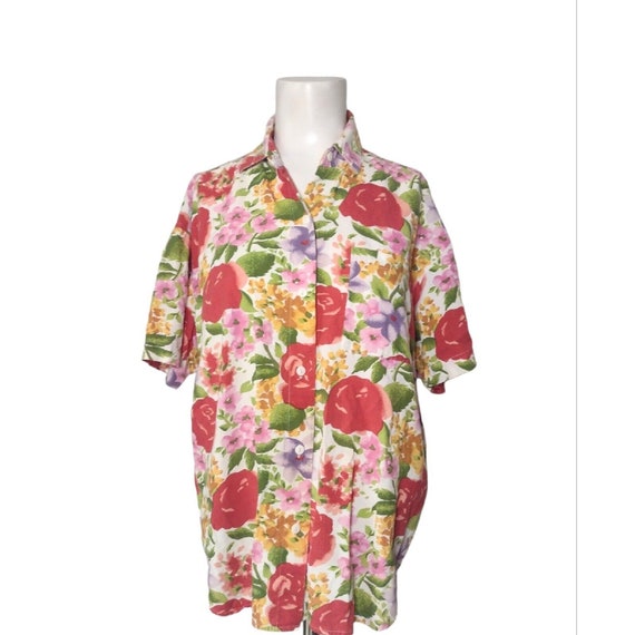 Vintage 80s Gitano Floral Button Up Shirt Size M … - image 1