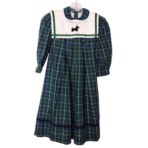 Strasburg Tartan Plaid Scottie Dog Dress Girls Size 6 Removable Collar Peter Pan