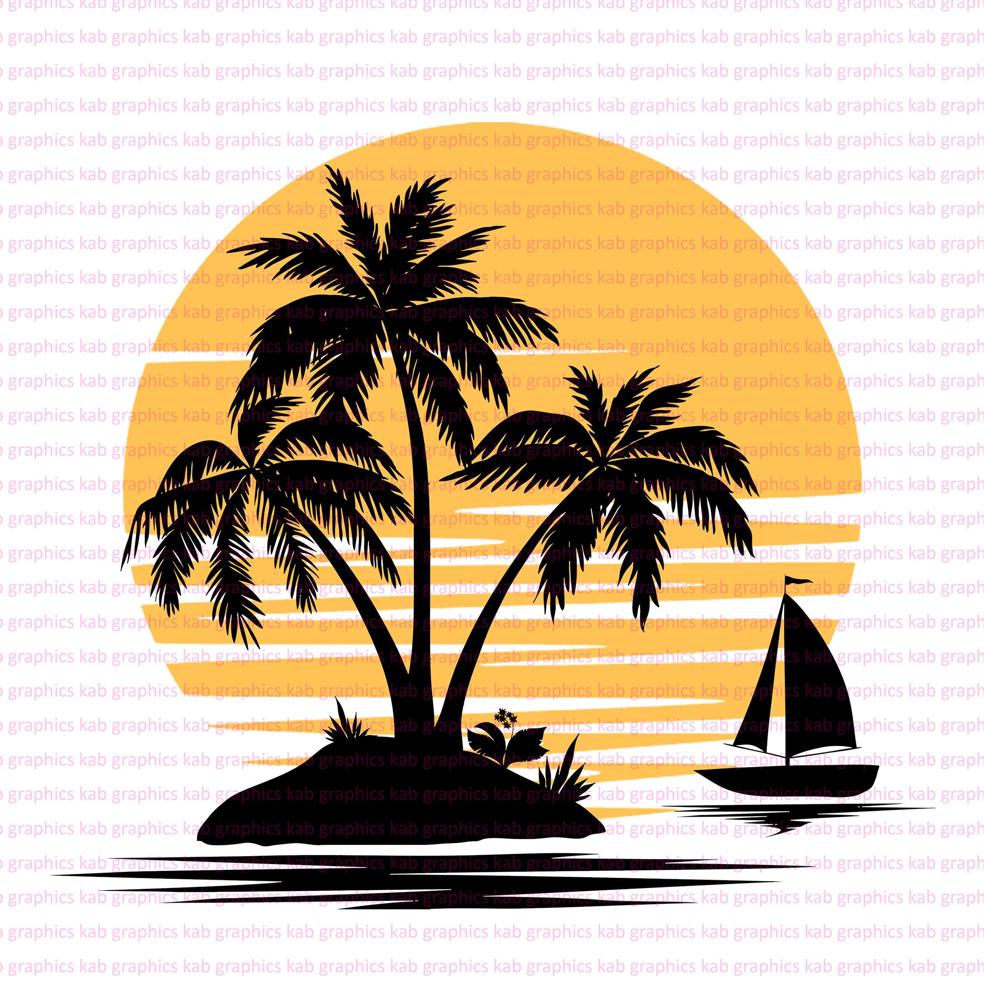palm tree svg wave svg Bundle Sunset Beach SVG sunset svg Beach scene