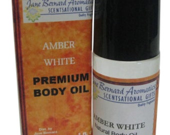 Jane Bernard Sensual Amber White Perfumed Body Oil for Men and Women_Long lasting Fragrance in 1 Oz (30 ML) Roller Ball Glass Bottle