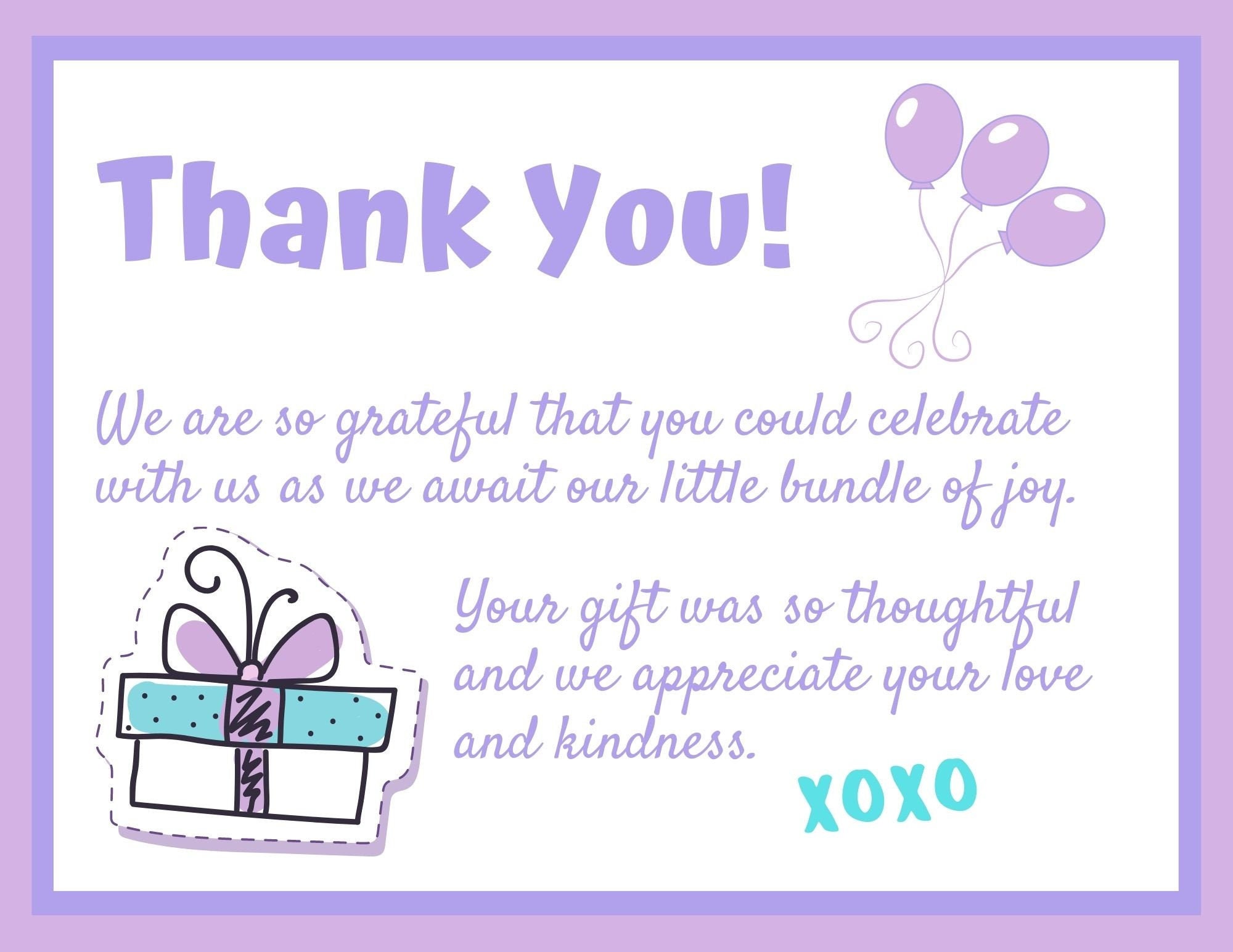 Baby Shower Thank You Card Virtual Baby Shower Digital Download Ecard Etsy