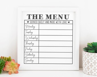 Modern Meal Planner Cut File | Weekly Meal Plan