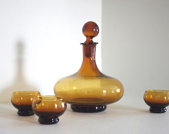 Blenko decanter | Etsy Dark amber decanter & original flame