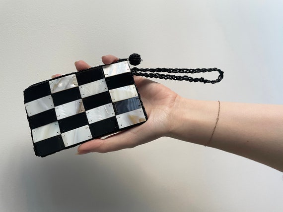Checkered Patchwork Mother of Pearl Shell Purse