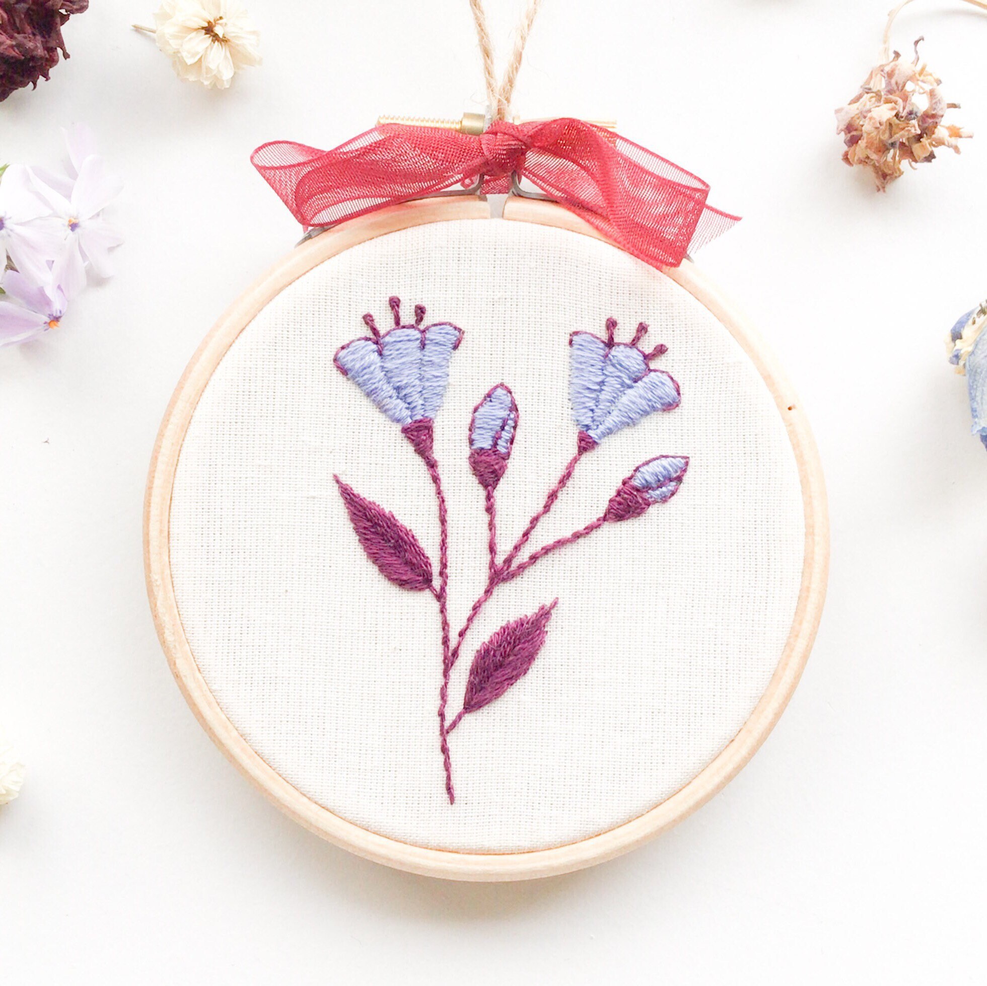 Embroidered Wall Art Floral Embroidery Design Embroidery Etsy