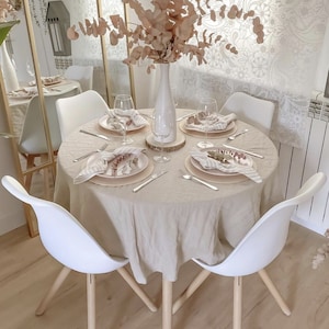 Round Tablecloth - Oval Tablecloth - Linen Table Cloth - Table Cover - Dining Table Sheet - Custom Tablecloth - Table Drape