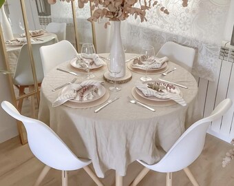 Round Tablecloth - Oval Tablecloth - Linen Table Cloth - Table Cover - Dining Table Sheet - Custom Tablecloth - Table Drape
