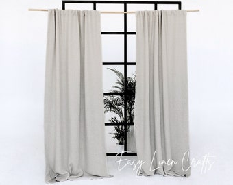 Linen Blackout Drape - Darkening Bedroom Curtain - Stonewashed Linen Lined Curtain - Living Room Curtain - Custom Curtain - 1 Panel