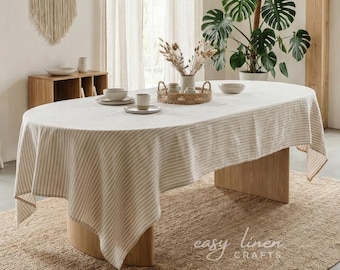 Toalha de mesa de linho, toalha de mesa retangular, toalha de mesa oval ou circular, toalha de mesa personalizada estilo fazenda.