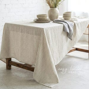 Natural Linen Tablecloth, Rectangle Tablecloth, Square, Circle or Oval Tablecloth, Custom Table Cloth image 1