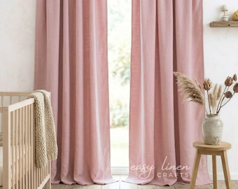Linen Blackout Nursery Curtain, Custom Room Darkening Drapes for Baby, Kids Room, Natural Linen, Made to Order - 1 Panel