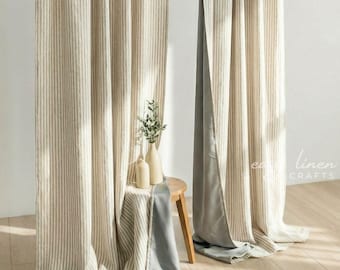 Linen Blackout Curtain Panel, Room Darkening Lined Drape, Bedroom Curtain - 1 Panel