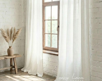 Linen Curtain Panel, Tab Top Drape, Custom Curtain, European Linen Drape - 1 Panel