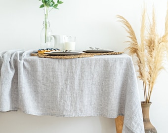 Large Linen Tablecloth - Extra Long Table Cloth - Custom Size Tablecloth - Dining Table Cover - Stonewashed Linen Cloth