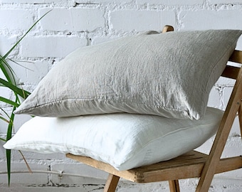 Linen Zipper Pillow Covers Set of 2, Queen, King, Standard, Custom Pillow Sham Covers, Zippered Linen Cases, Organic Linen Bed Pillowcases