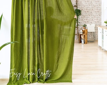 Panel de cortina semitransparente, cortina de lino, cortina extra larga, cortina para ventana, cortina personalizada - Cortina de lino lavado a la piedra - 1 panel de lino