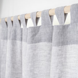 Tab top linen curtain panel, extra wide linen drape, custom linen curtain, semi sheer curtains for bedroom, drape for living room - 1 Panel