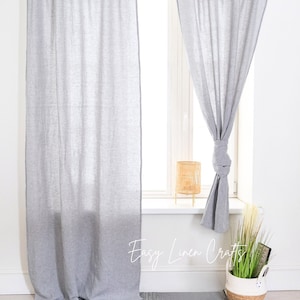 Linen Curtain Panels, Set of 2 Linen Drapes, Back Tab Curtains, Extra Wide Drapes, Long Curtains, Semi Sheer Curtains Set, Window Panels