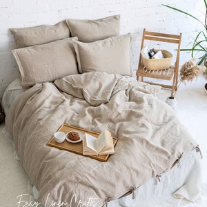 Bedding Set - Linen Duvet Cover Set with 2 Pillowcases - Linen Bed Set - Queen, King, Custom Size - Bed Linens - Custom Farmhouse Bedding