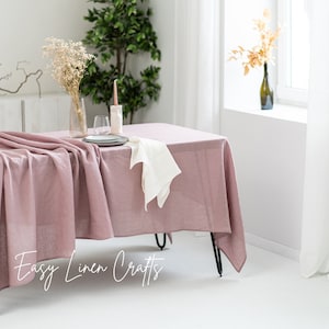 Linen Tablecloth, Stonewashed Linen Table Cloth for Dining, Rectangular Tablecloth, Round or Oval Tablecloth, Extra Long Table Cloth