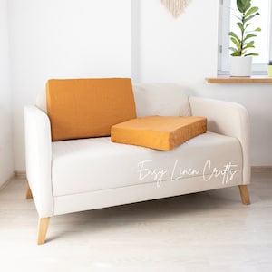Linen cushion cover, couch cushion slipcovers with zipper, sofa pillow cover, linen sofa cushion covers, zippered sofa cushion covers