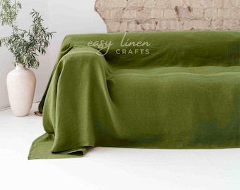 Linen sofa cover, seamless linen couch cover, loose fit slipcover for loveseat, custom size linen slipcover, farmhouse style