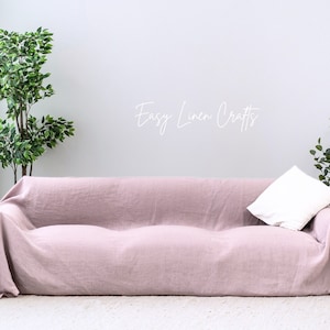 Linen Couch Cover Slipcover - Custom Sofa Throw - Loose Loveseat Slip Cover - Natural Linen Sofa Seat Cover - Armchair Cover