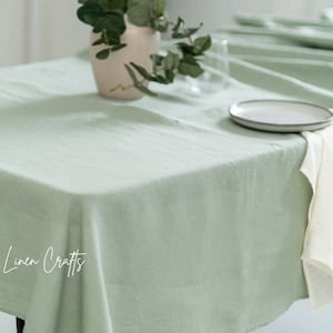 Linen Tablecloth - Stonewashed Linen Table Cloth - Rectangular, Oval, Round or Custom Table Cover - Natural Linen Table Cloth