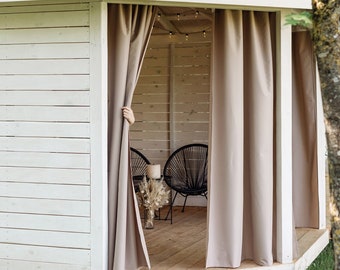 Outdoor curtain panel, waterproof curtain for patio, courtyard curtain, custom terrace curtain, balcony curtain, rain and wind protection