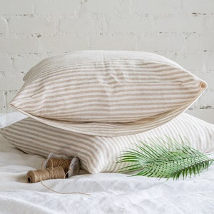 Set of 2 linen pillowcases. Bed pillow sham covers. Stonewashed Linen sham slip covers. Standard, Queen, King, custom pillow cases set.