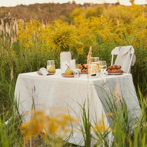 Linen Tablecloth, Extra Long Tablecloth, Natural Rectangular Table Cover, Customizable Table Cloth, Perfect for Indoor or Outdoor Dining