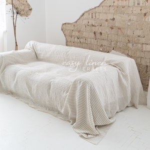 Linen sofa cover, loose couch slipcover, custom sofa slipcover, loveseat slip cover, sofa seat cover